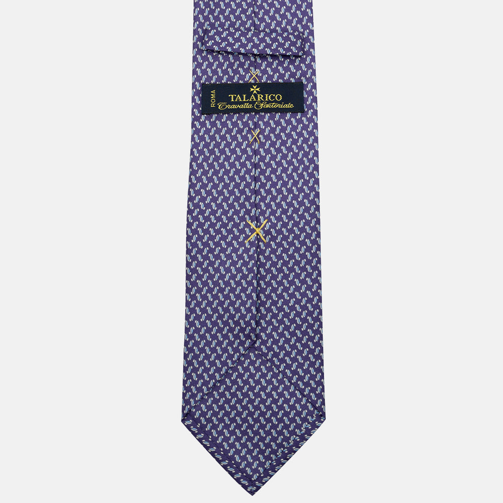 Cravatta 3 pieghe in Seta, Micro Fantasia, Viola - JC056668-9