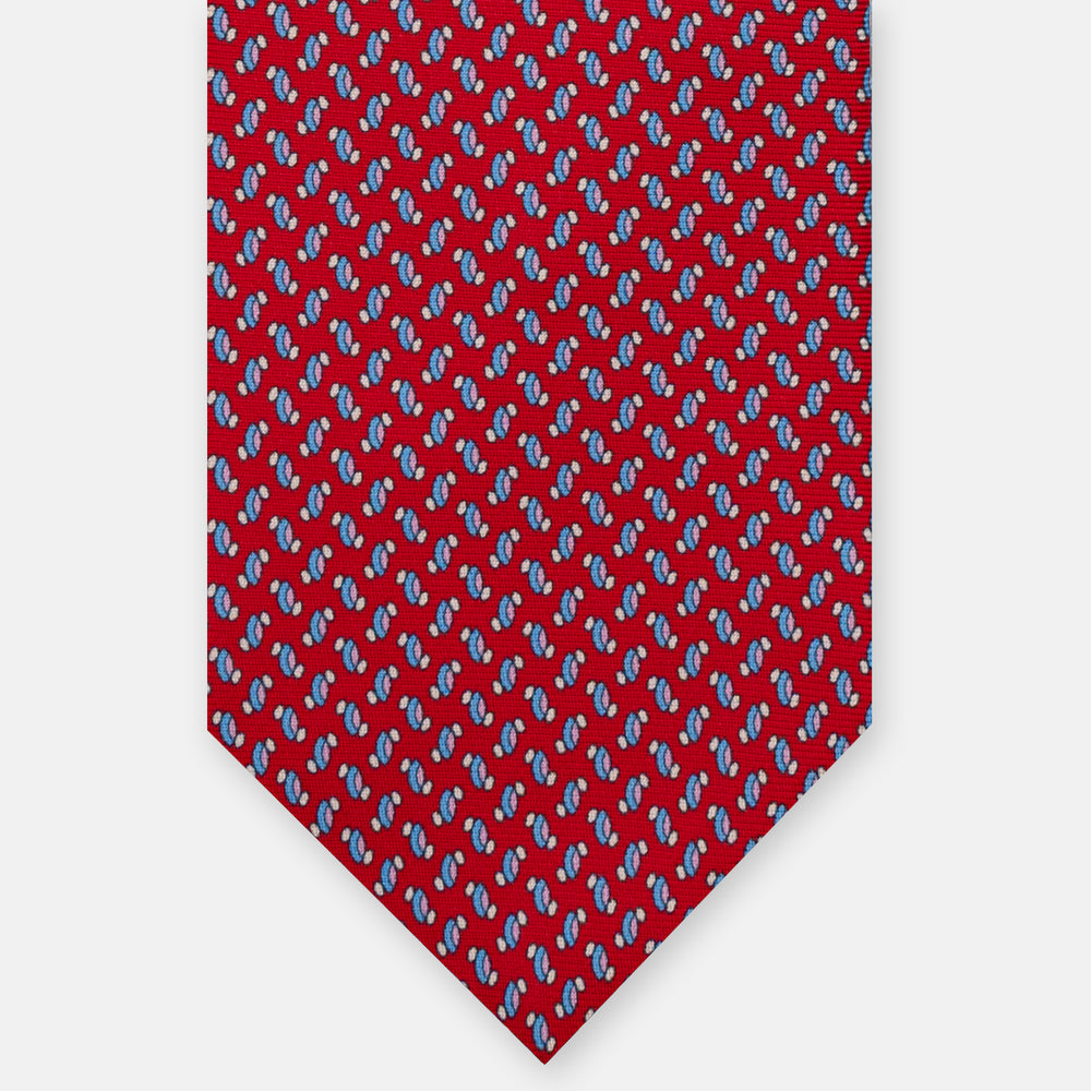 3-Fold Silk Tie, Micro Pattern, Red - JC056668-7