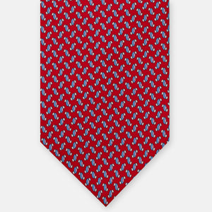 3-Fold Silk Tie, Micro Pattern, Red - JC056668-7