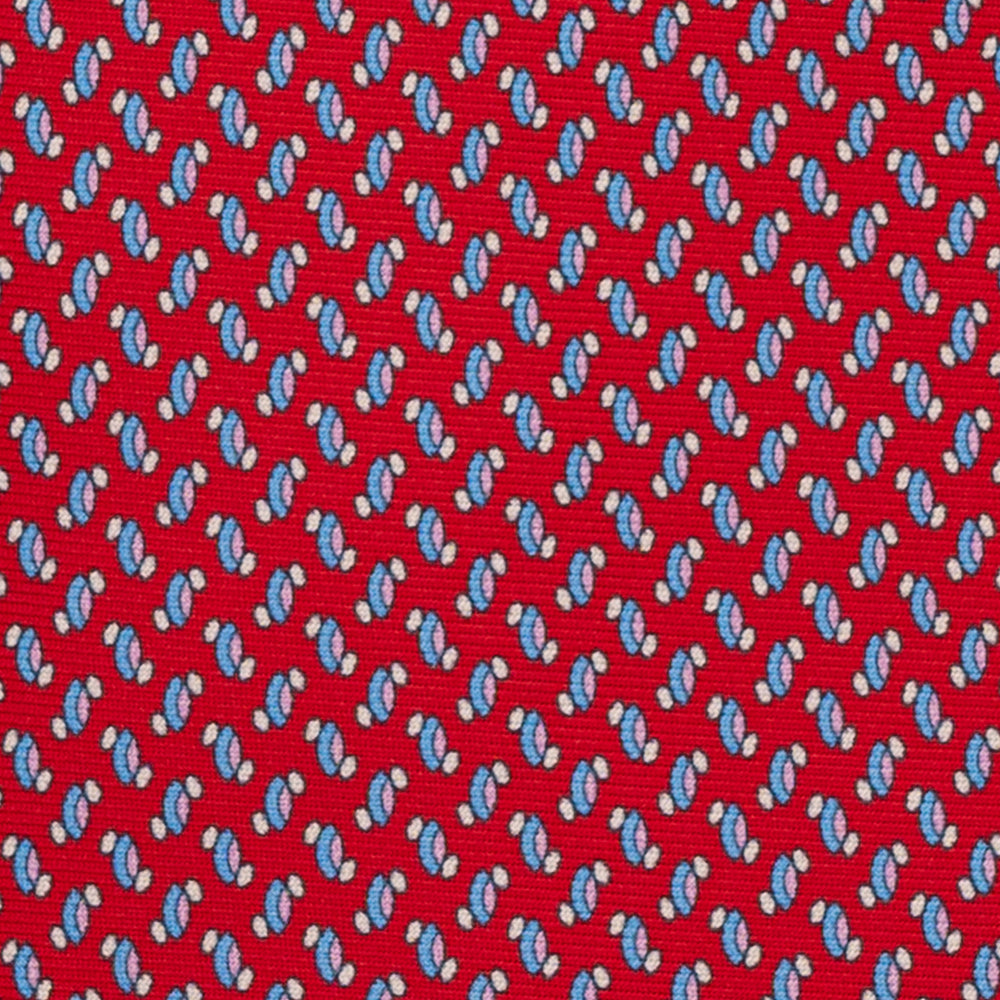 3-Fold Silk Tie, Micro Pattern, Red - JC056668-7