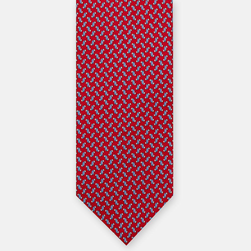 3-Fold Silk Tie, Micro Pattern, Red - JC056668-7