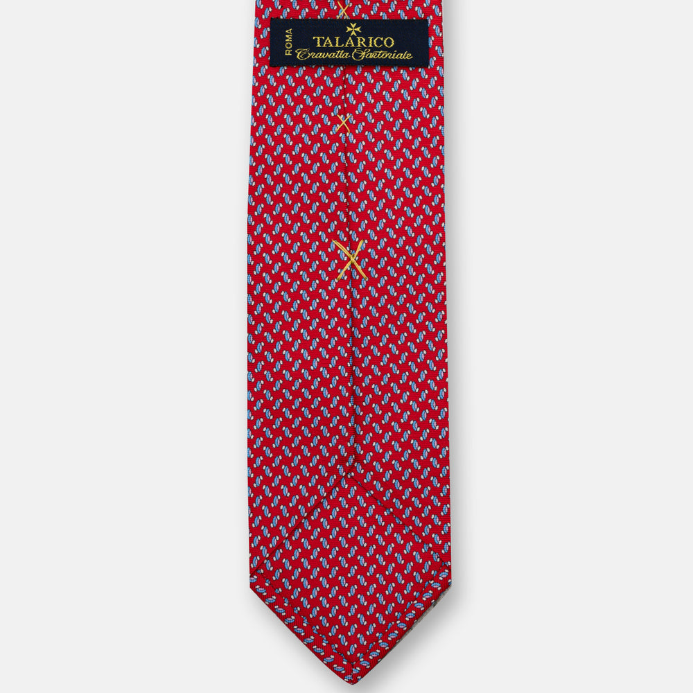 3-Fold Silk Tie, Micro Pattern, Red - JC056668-7