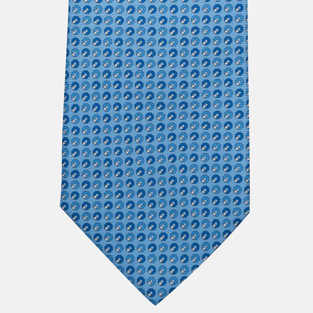 Cravatta 3 pieghe in Seta, Micro Fantasia, Celeste - JC056670-7