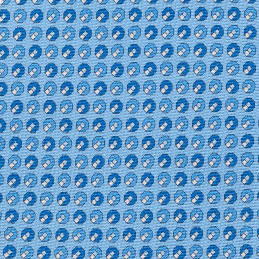 Cravatta 3 pieghe in Seta, Micro Fantasia, Celeste - JC056670-7
