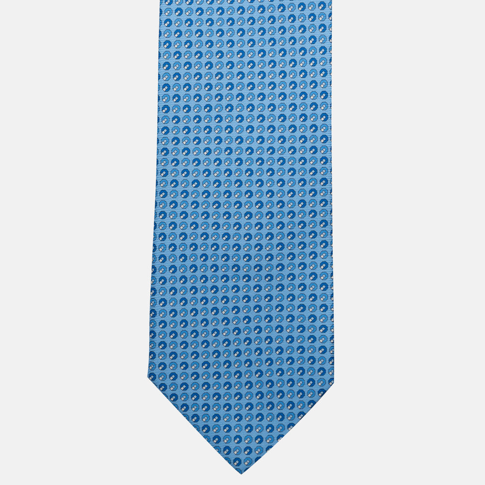 Cravatta 3 pieghe in Seta, Micro Fantasia, Celeste - JC056670-7