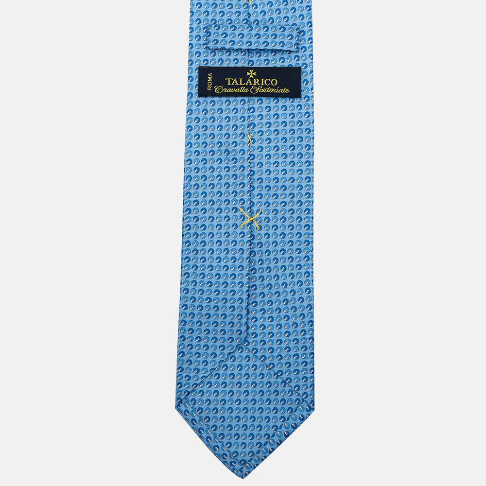 Cravatta 3 pieghe in Seta, Micro Fantasia, Celeste - JC056670-7