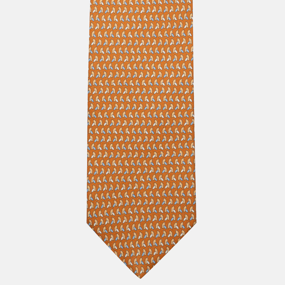 Cravatta 3 pieghe in Seta, Micro Fantasia, Arancione Chiaro - JC057245-10