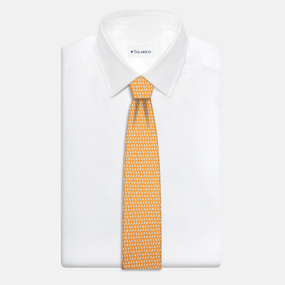 3-Fold Silk Tie, Micro Pattern, Light Orange - JC057245-10