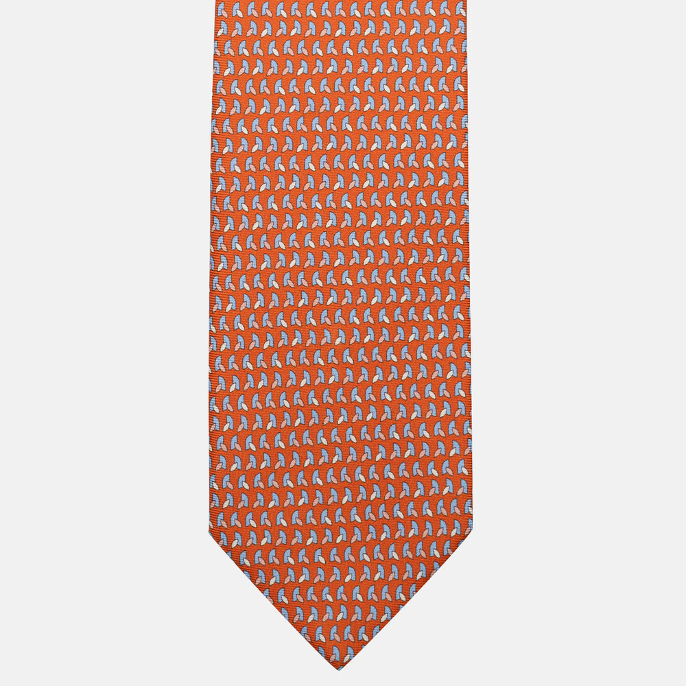Cravatta 3 pieghe in Seta, Micro Fantasia, Arancione Scuro - JC057245-11