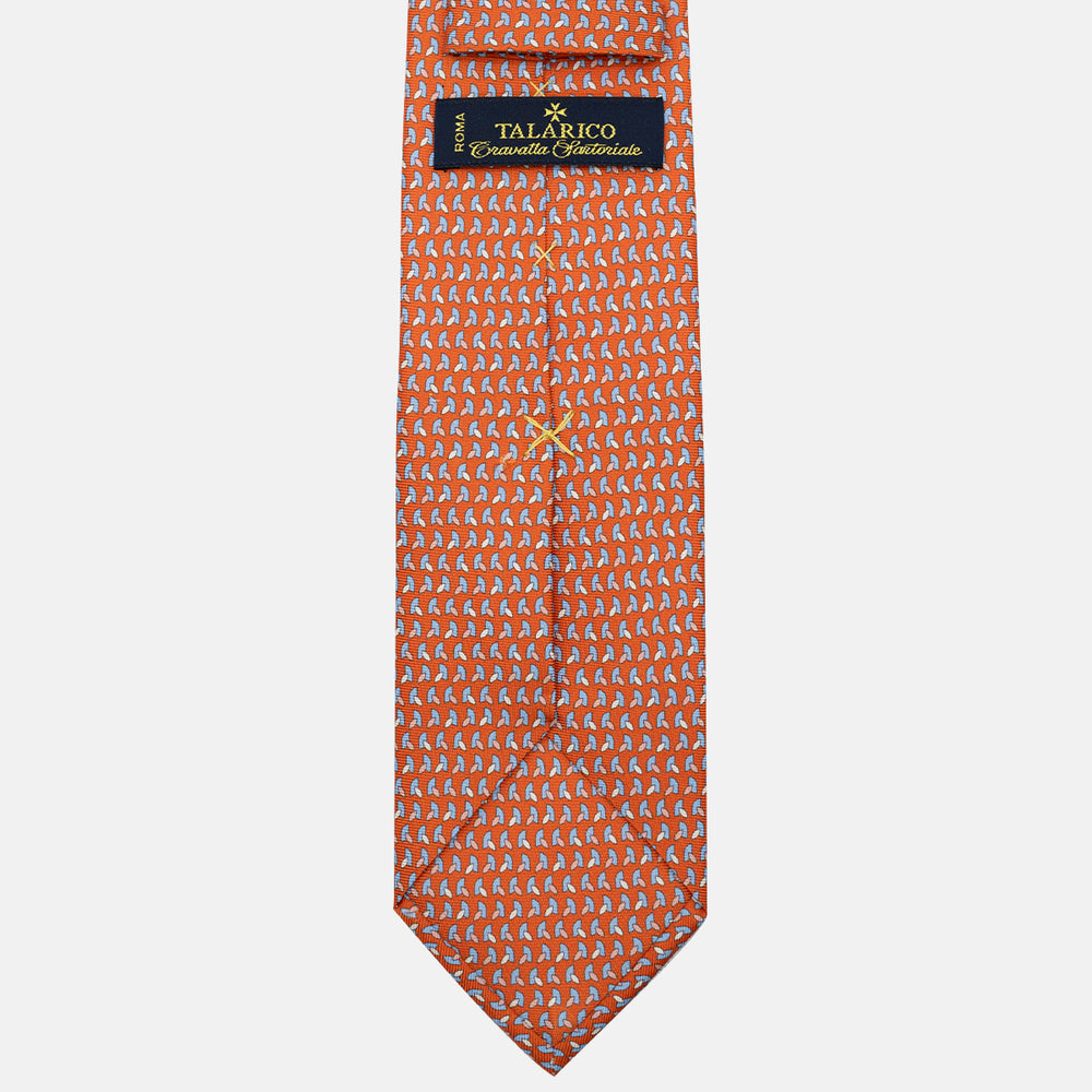 Cravatta 3 pieghe in Seta, Micro Fantasia, Arancione Scuro - JC057245-11