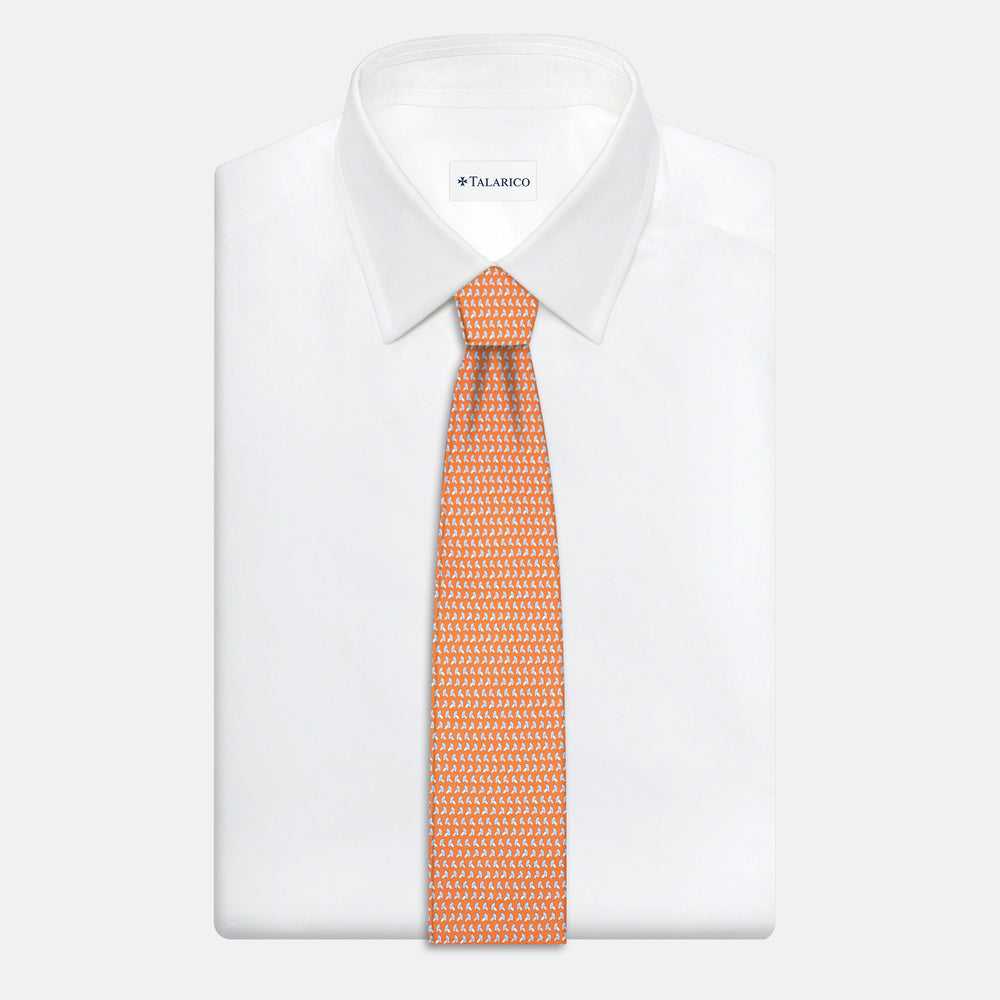 3-Fold Silk Tie, Micro Pattern, Dark Orange - JC057245-11