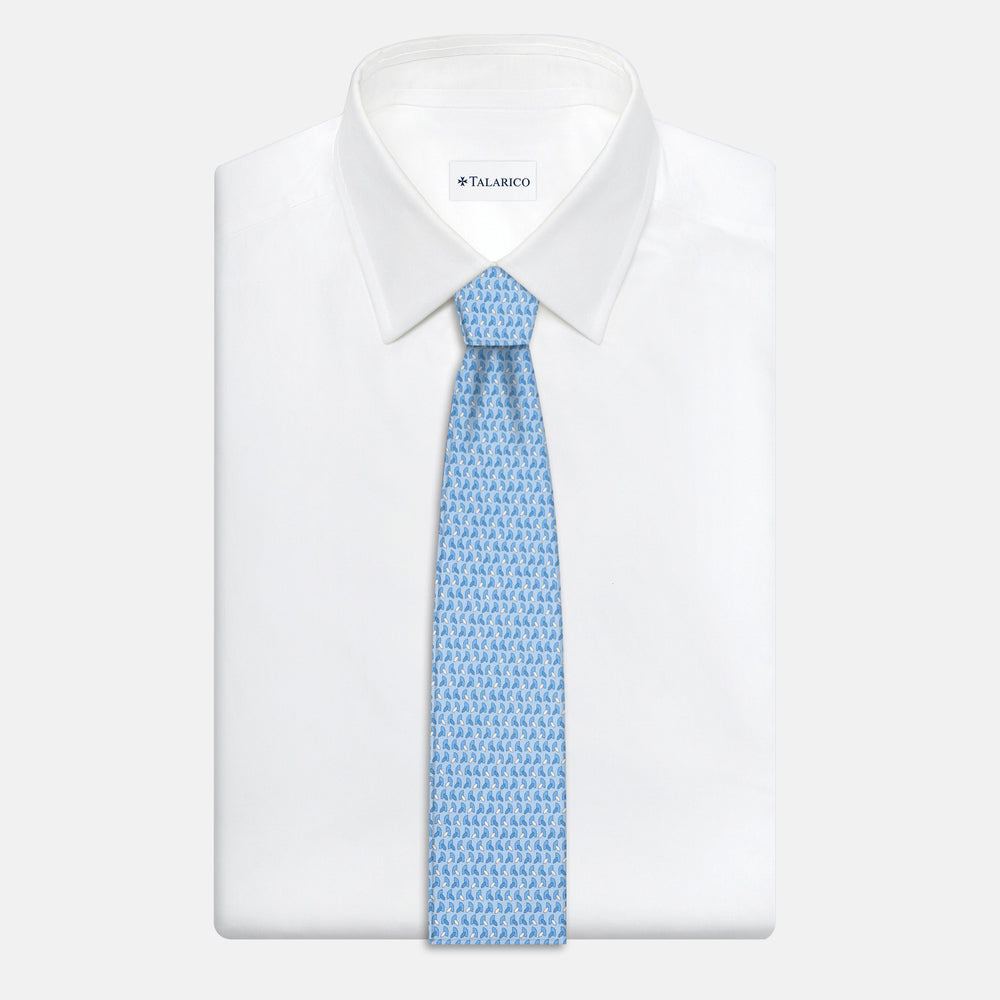 3-Fold Silk Tie, Micro Pattern, Light Blue - JC057245-2