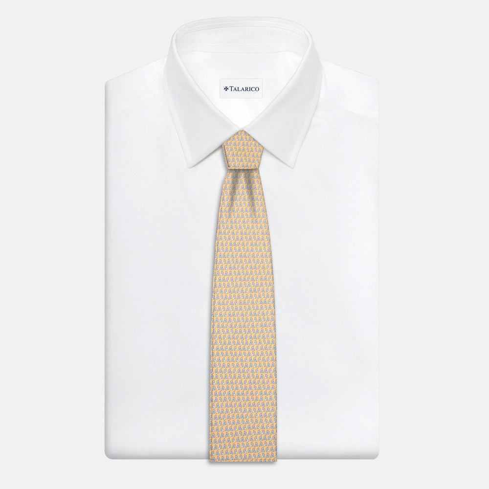 3-Fold Silk Tie, Micro Pattern, Yellow - JC057245-4