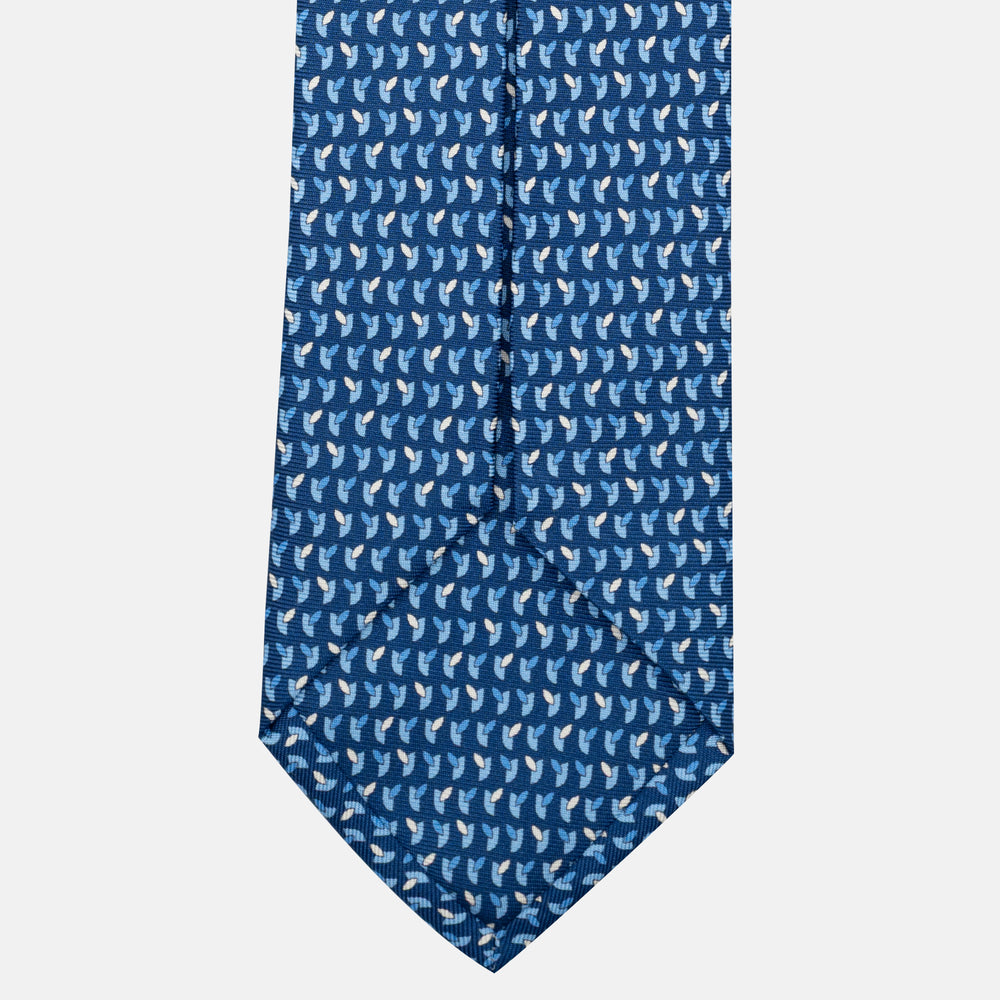 Cravatta 5 pieghe in seta Micro Fantasia Azzurro - JC057245-6