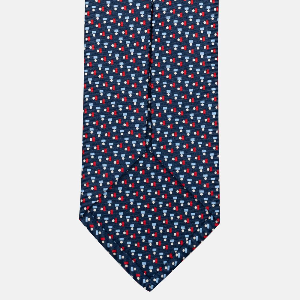 Cravatta 5 pieghe in seta Micro Fantasia Blu Rosso - JC057248-2