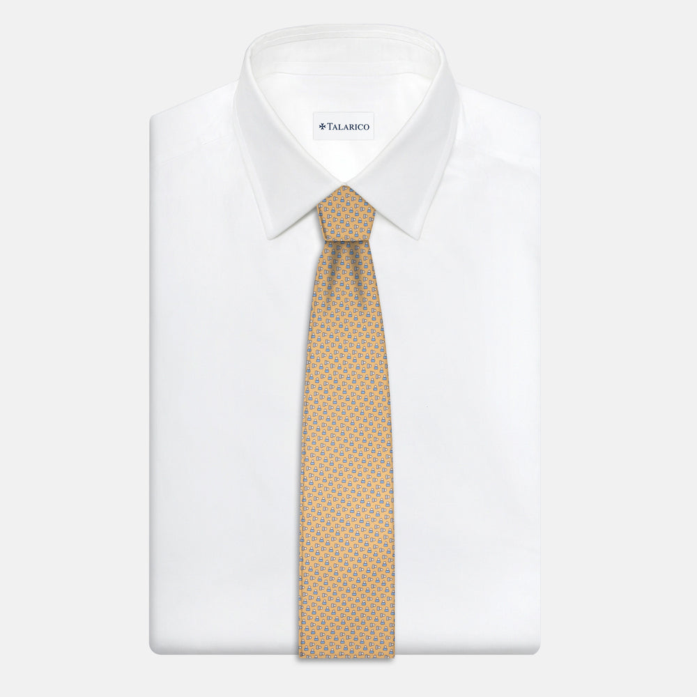 3-Fold Silk Tie, Micro Pattern, Yellow - JC057248-6