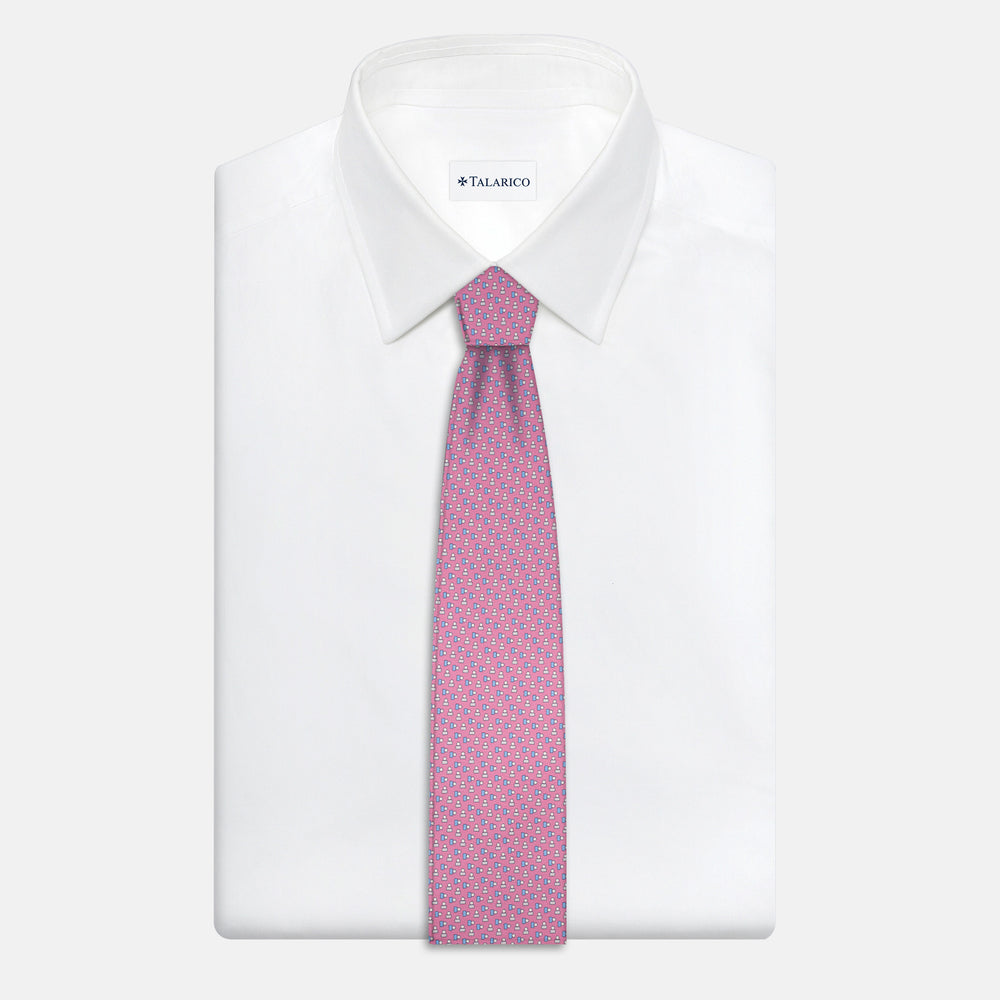 3-Fold Silk Tie, Micro Pattern, Pink - JC057248-7