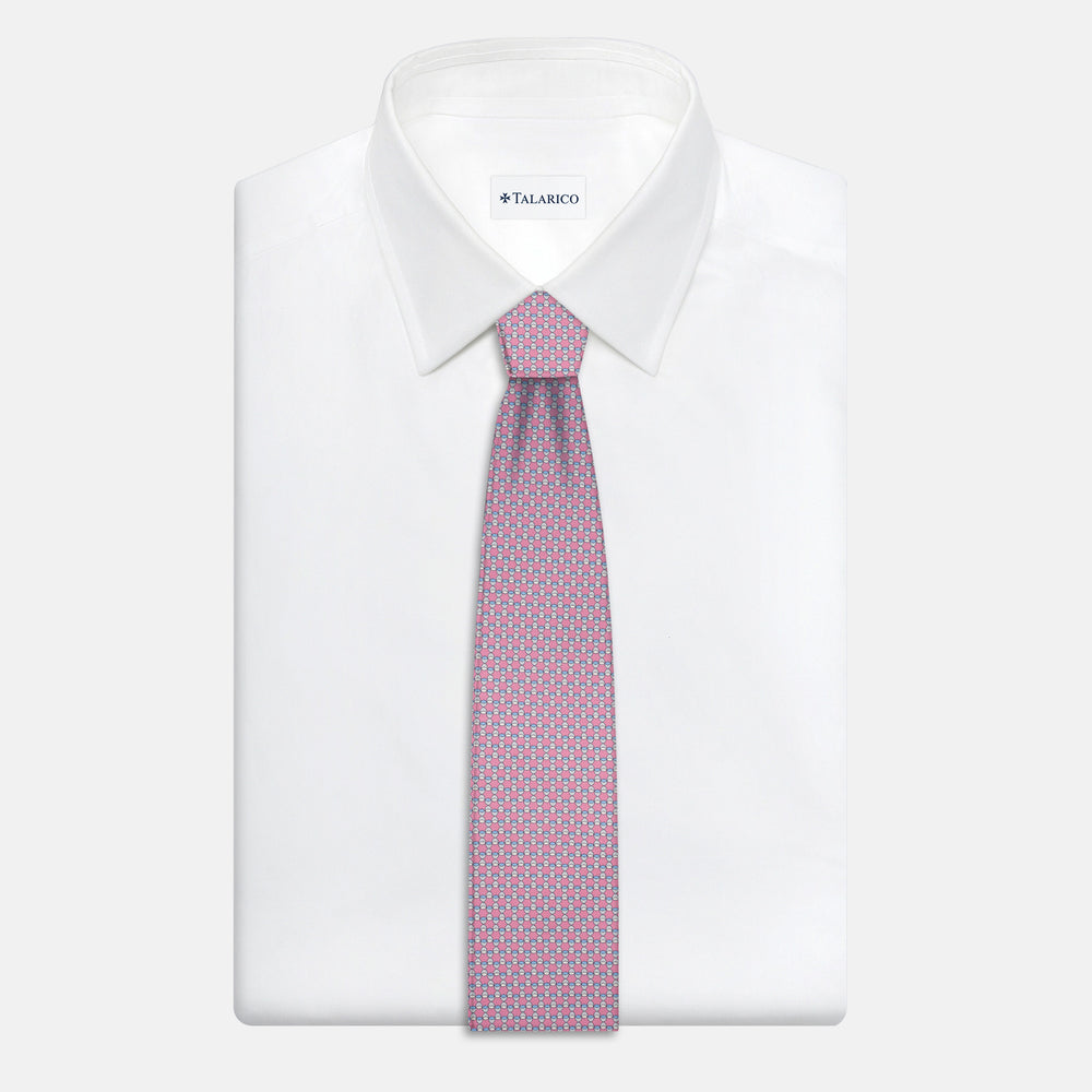 3-Fold Silk Tie, Geometric Pattern, Pink - JC057249-4