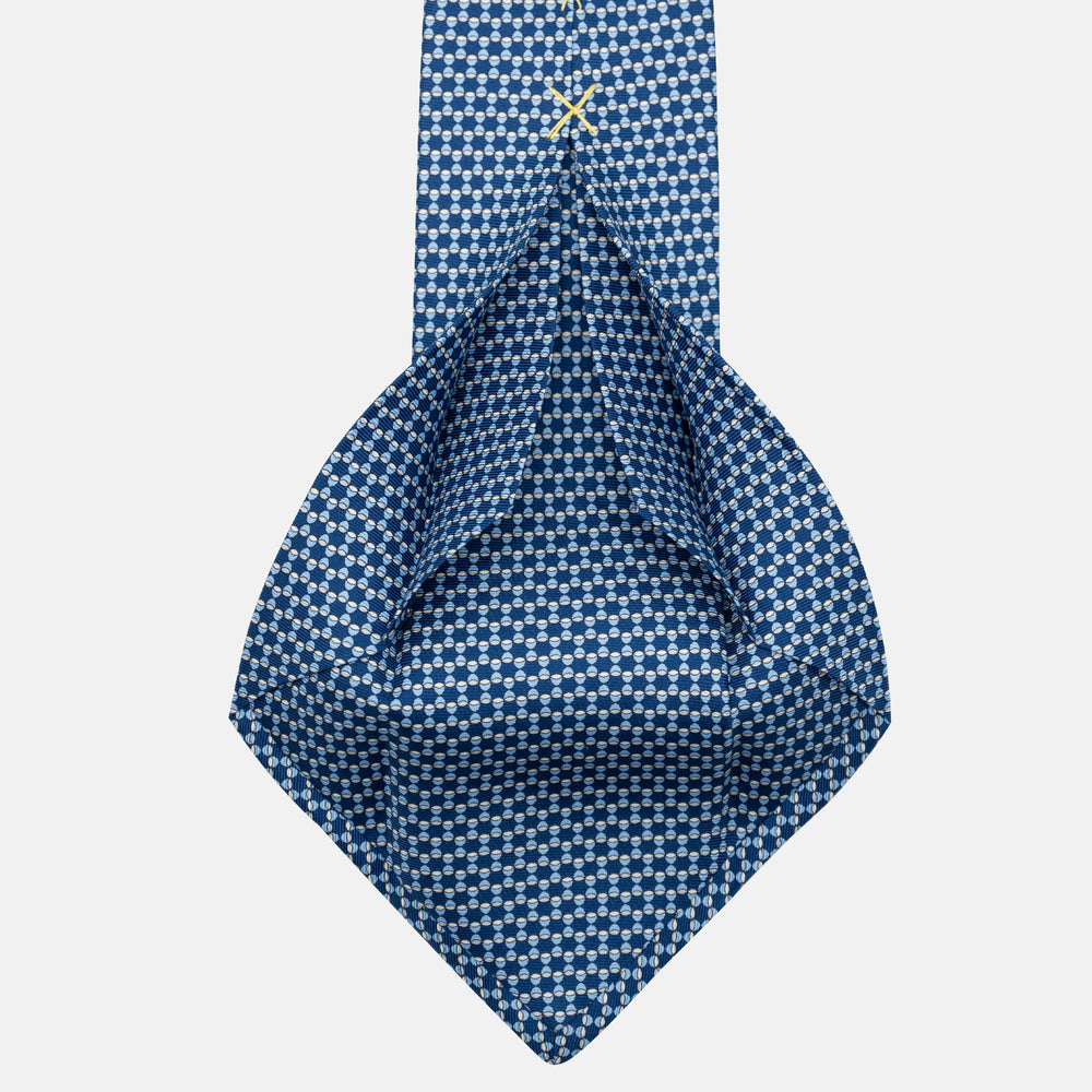 Cravatta 5 pieghe in seta Fantasia Geometrica Azzurro - JC057249-5