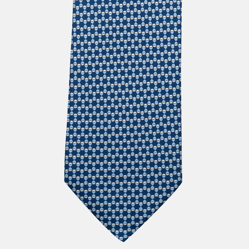 Cravatta 5 pieghe in seta Fantasia Geometrica Azzurro - JC057249-5