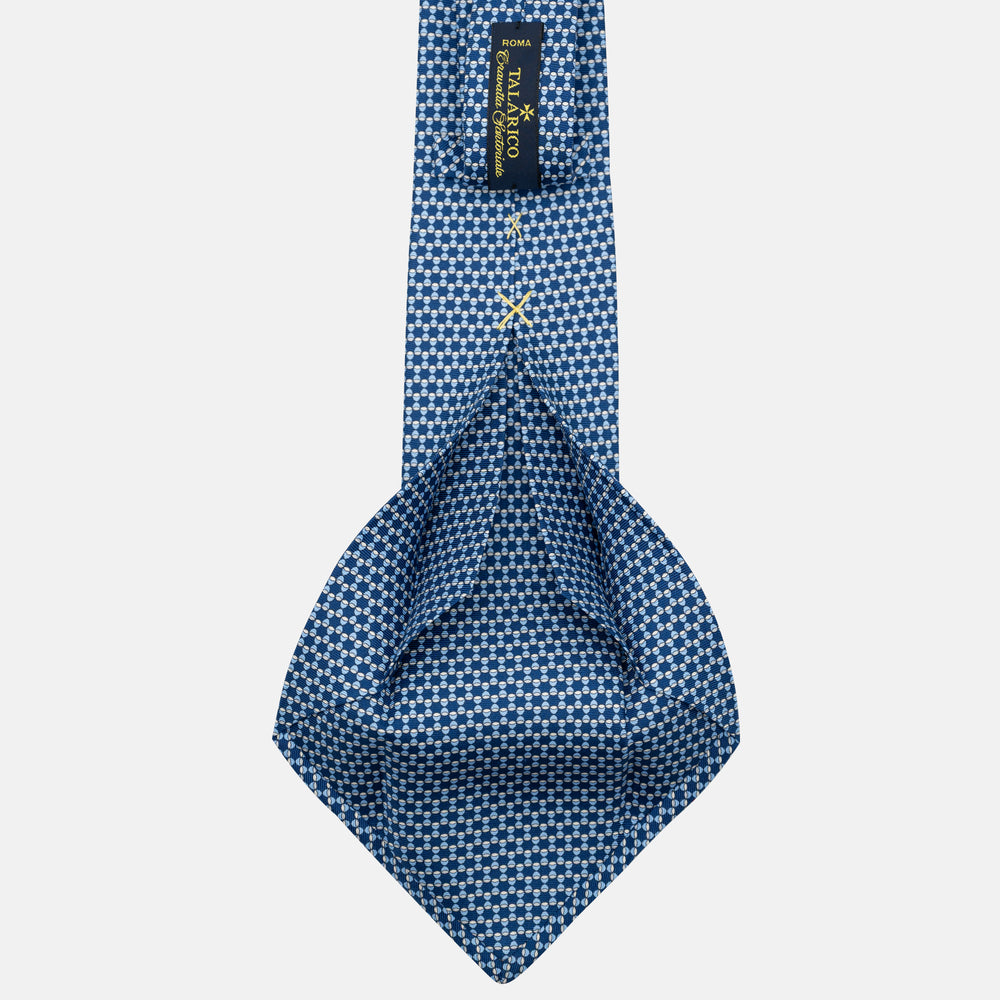 Cravatta 5 pieghe in seta Fantasia Geometrica Azzurro - JC057249-5