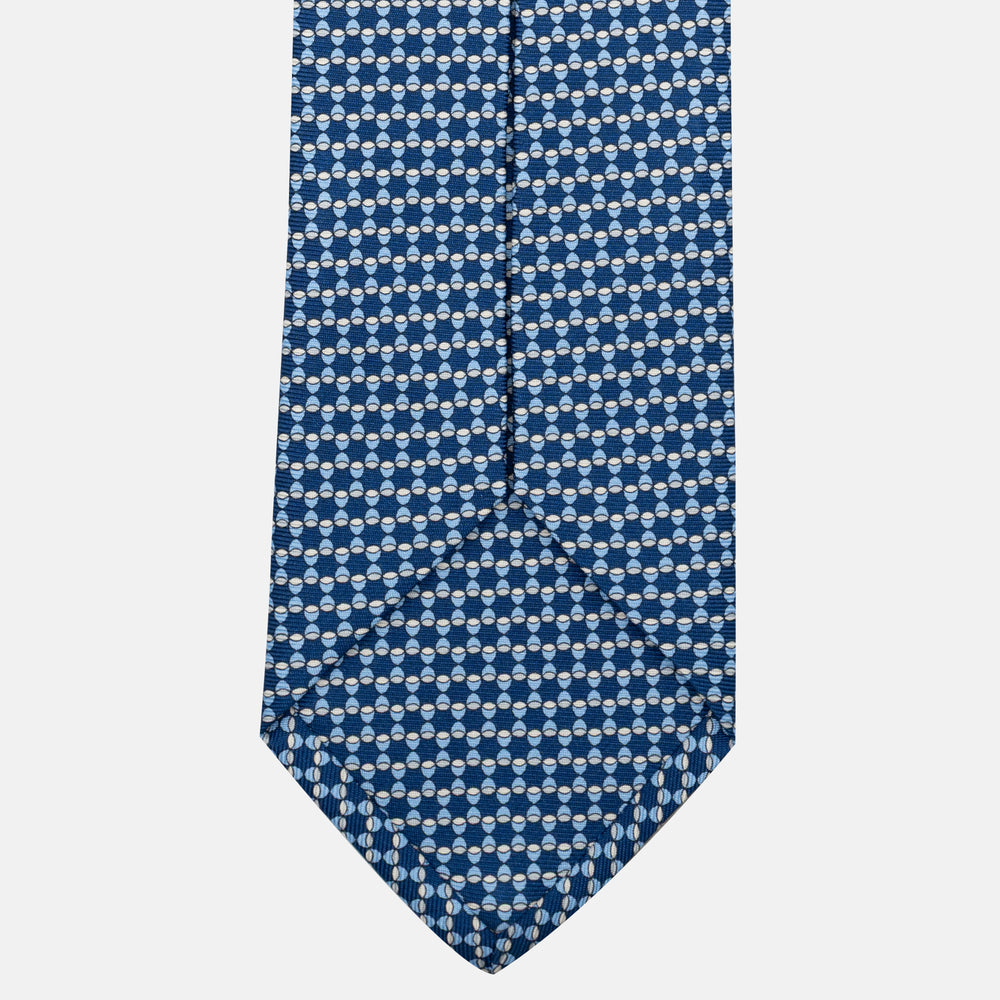 Cravatta 5 pieghe in seta Fantasia Geometrica Azzurro - JC057249-5