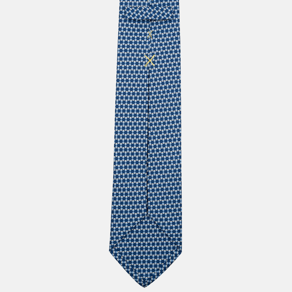 Cravatta 5 pieghe in seta Fantasia Geometrica Azzurro - JC057249-5