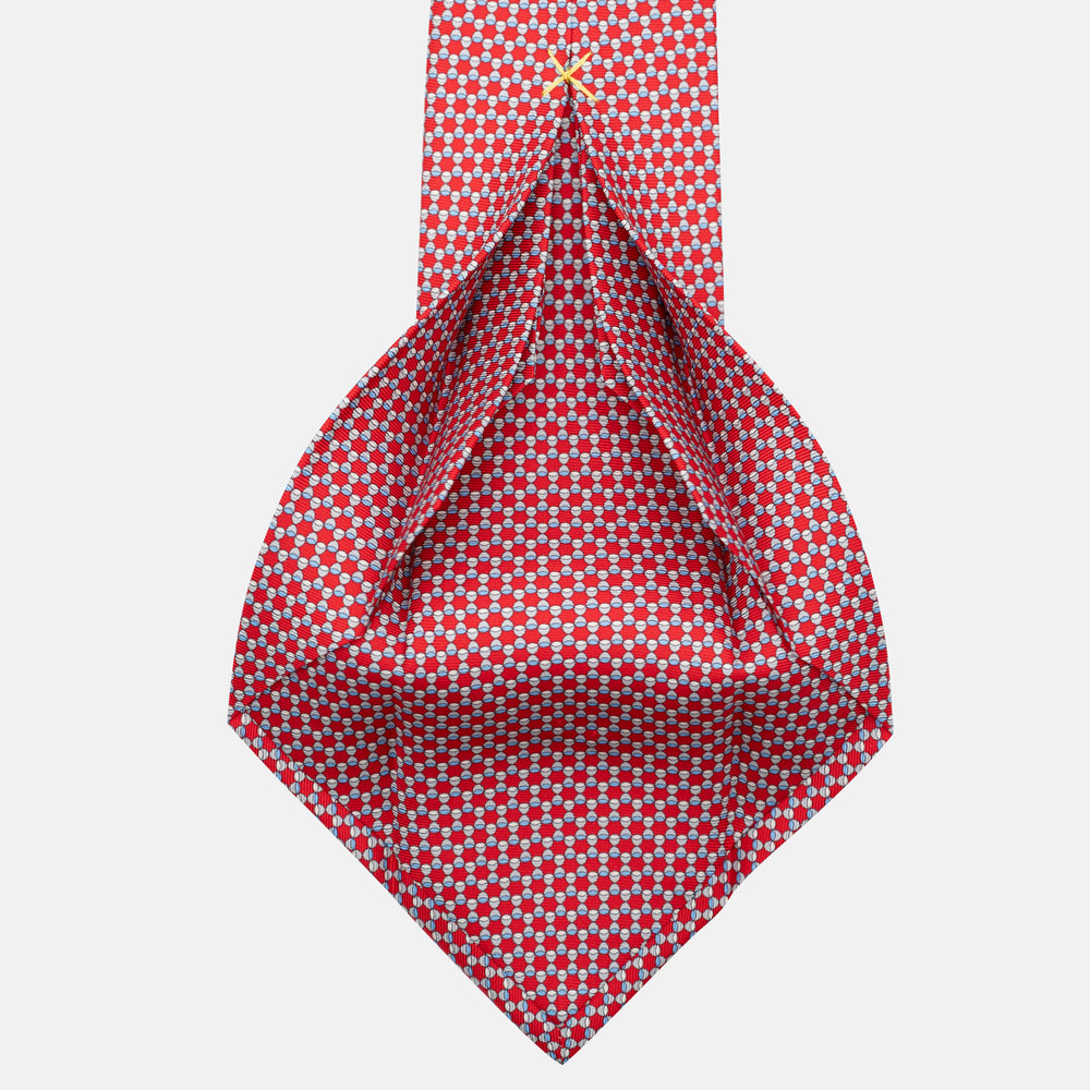 7-Fold Silk Tie with Geometric Pattern, Red JC057249-6