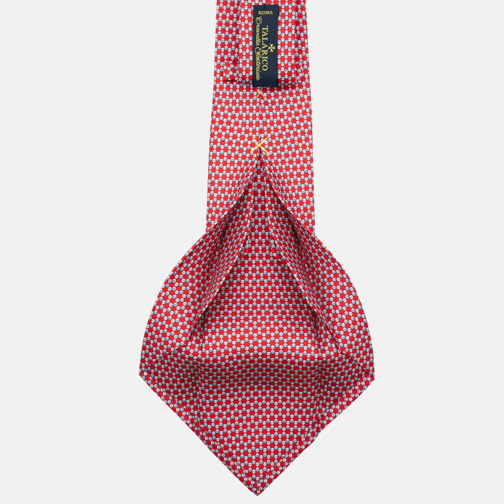 7-Fold Silk Tie with Geometric Pattern, Red JC057249-6