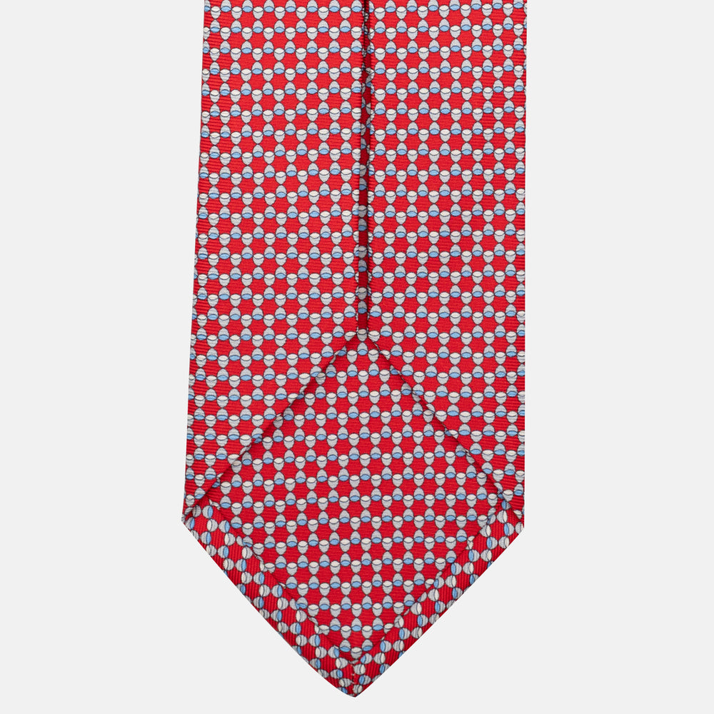 7-Fold Silk Tie with Geometric Pattern, Red JC057249-6