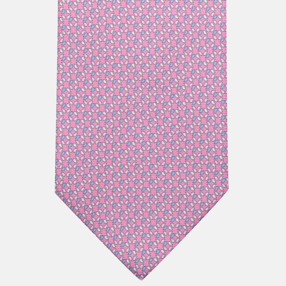 3-Fold Silk Tie, Geometric Pattern, Pink - JC058629_1