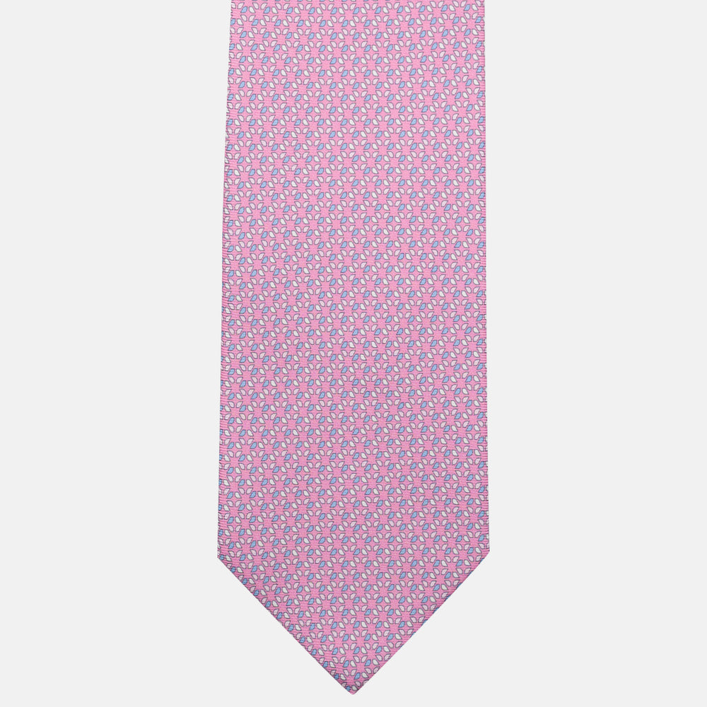 3-Fold Silk Tie, Geometric Pattern, Pink - JC058629_1