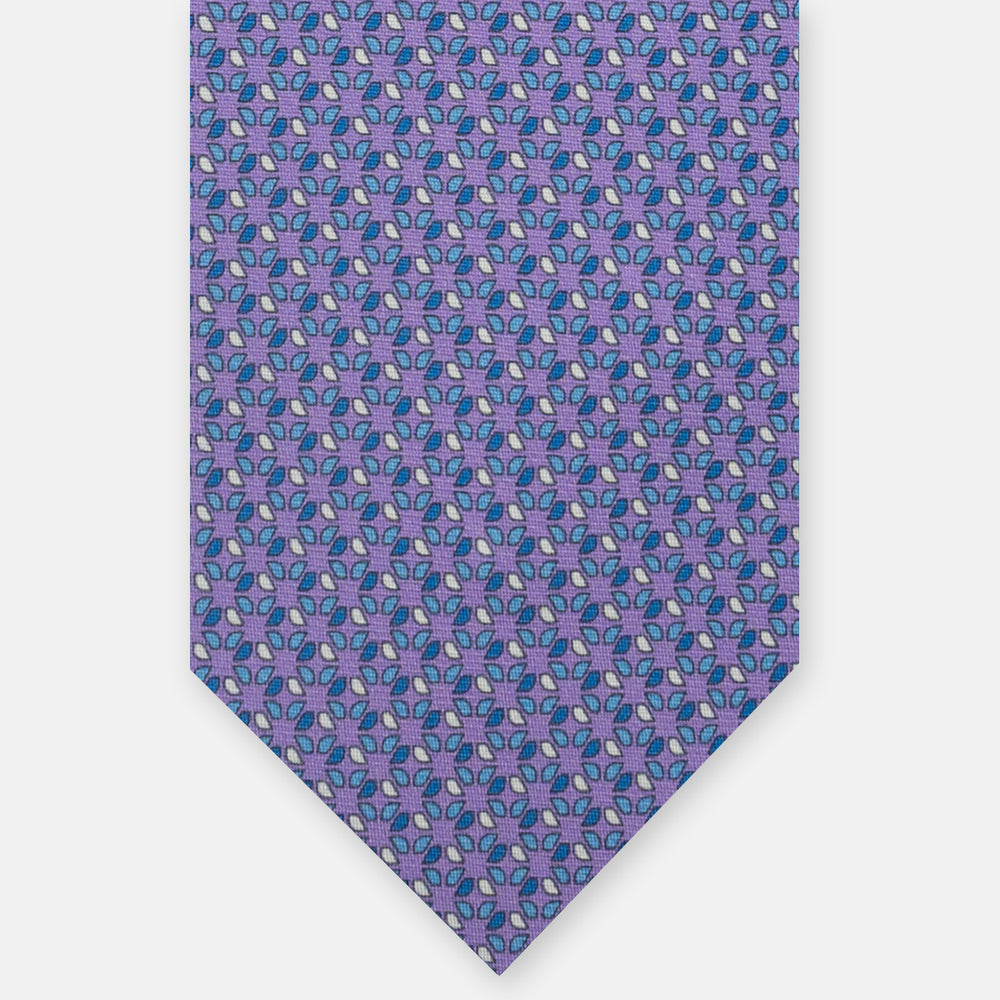 3-Fold Silk Tie, Geometric Pattern, Lilac - JC058629_2 T