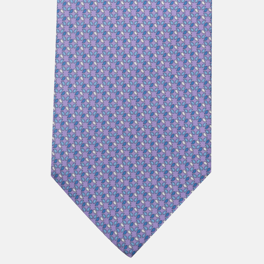 3-Fold Silk Tie, Geometric Pattern, Lilac - JC058629_2
