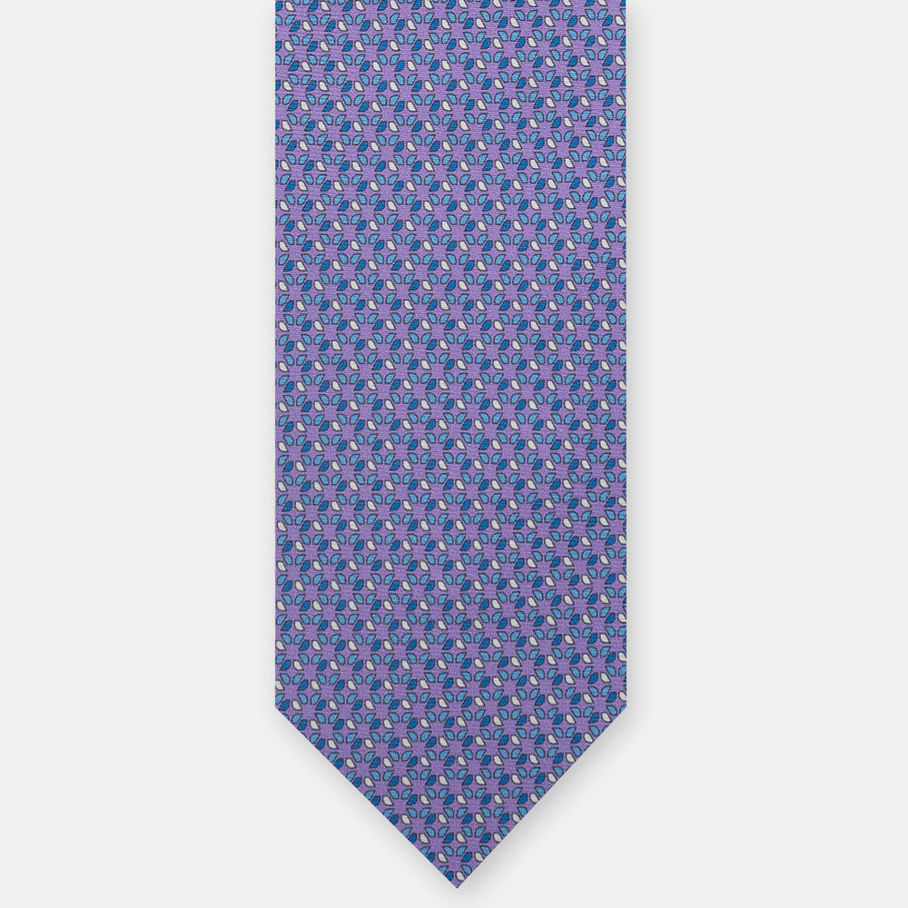 3-Fold Silk Tie, Geometric Pattern, Lilac - JC058629_2 T