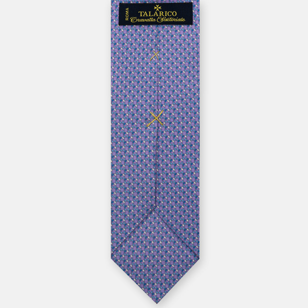 3-Fold Silk Tie, Geometric Pattern, Lilac - JC058629_2 T