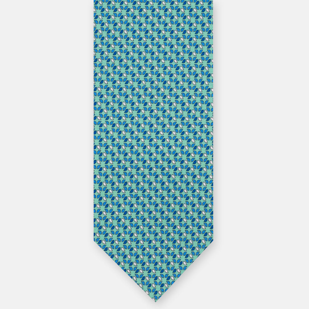 3-Fold Silk Tie, Geometric Pattern, Tiffany - JC058629_3 T