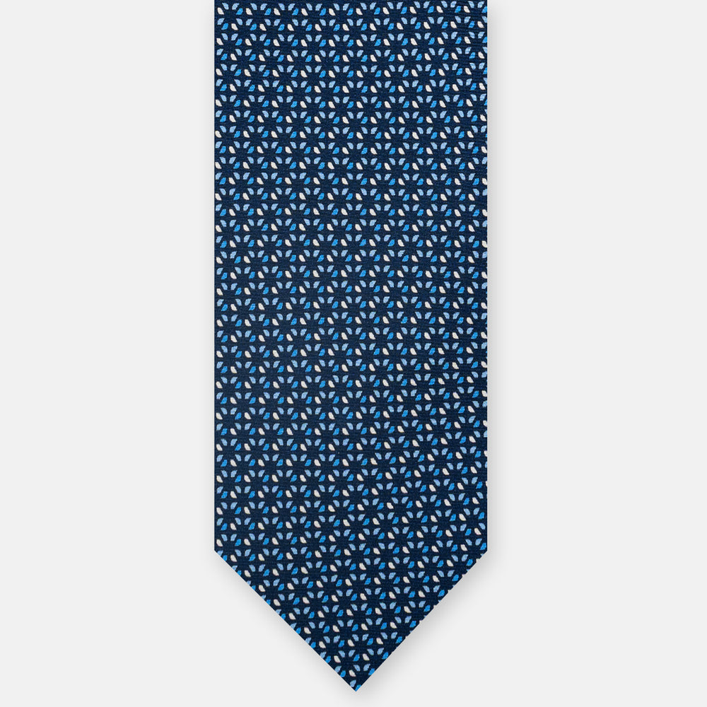3-fold Silk Tie, Geometric Pattern, Light Blue - JC058629_4 T