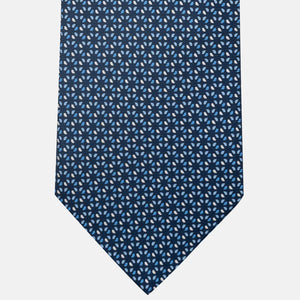 3-Fold Silk Tie, Geometric Pattern, Blue - JC058629_5