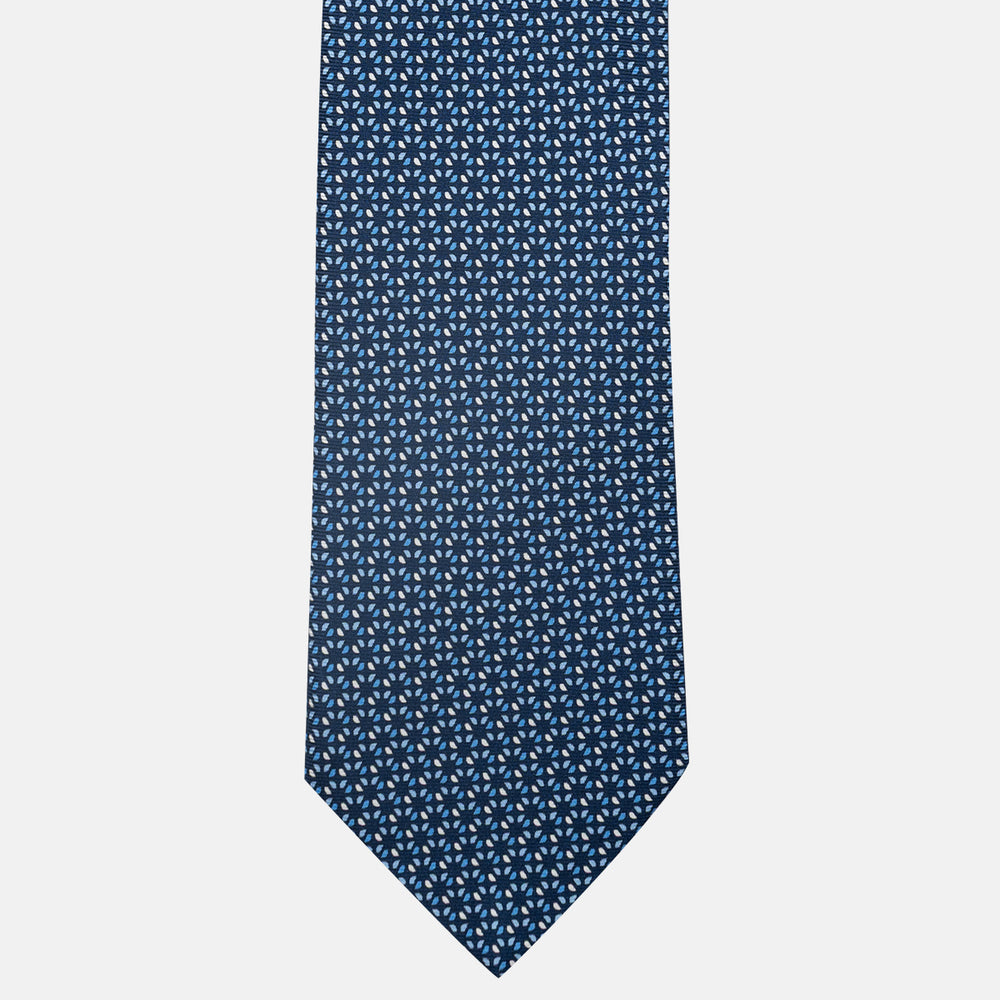 3-Fold Silk Tie, Geometric Pattern, Blue - JC058629_5