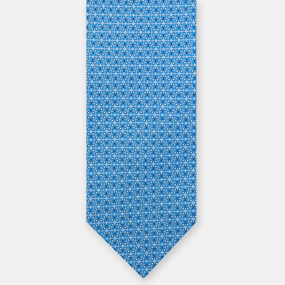 3-fold Silk Tie, Butterfly Pattern, Light Blue - JC059561_1 T