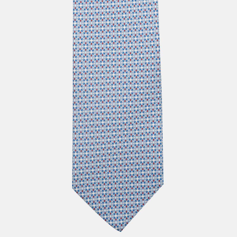 3-Fold Silk Tie, Butterfly Pattern, White - JC059561_2