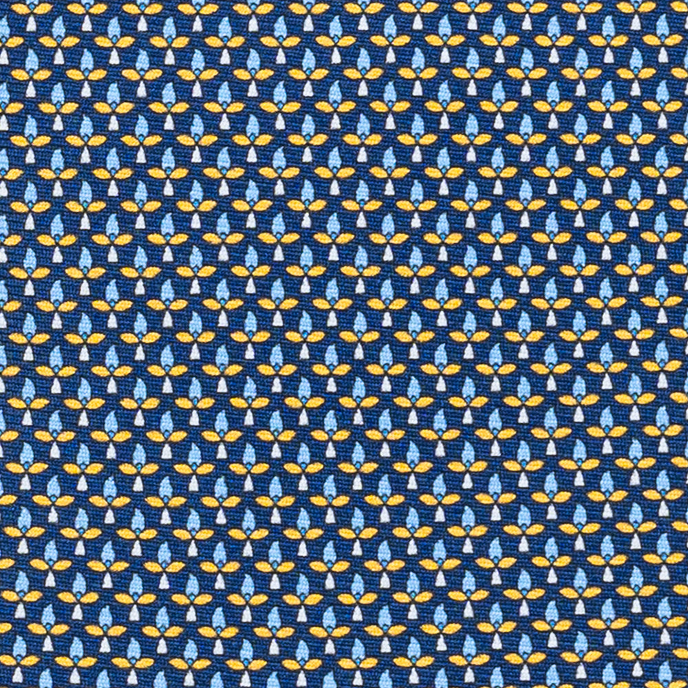 Cravatta 3 pieghe in Seta, Fantasia Floreale, Blu Giallo - JC059574_3 T