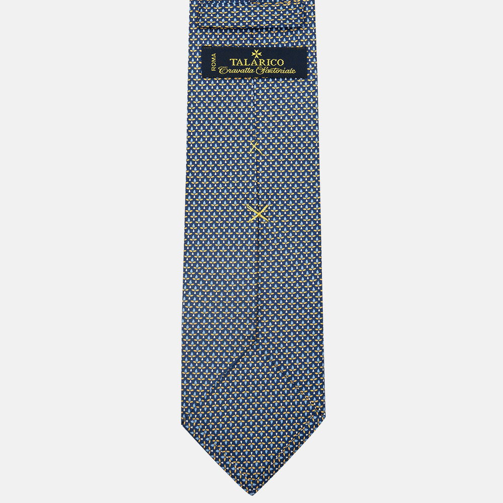 3-Fold Silk Tie, Floral Pattern, Blue and Yellow - JC059574_3
