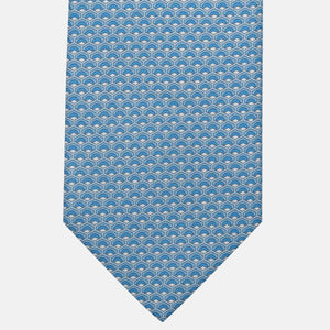 3-Fold Silk Tie, Geometric Pattern, Light Blue - JC059577_1