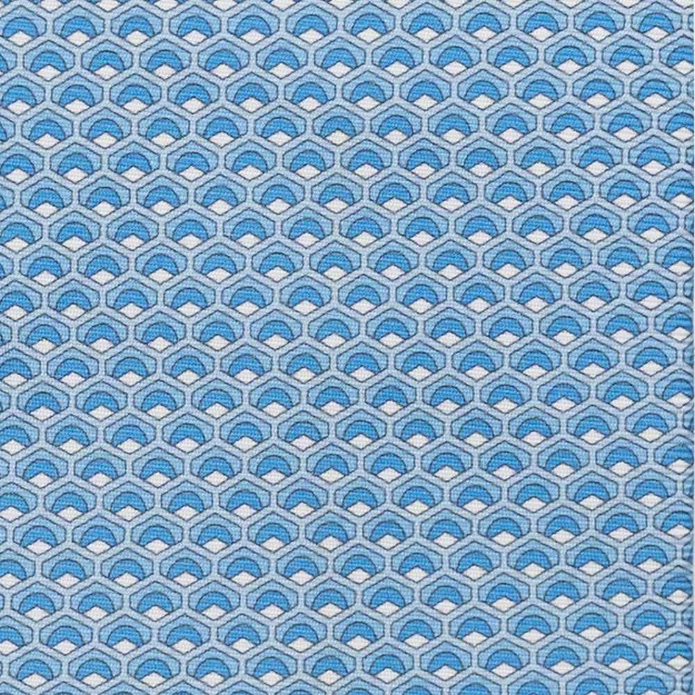 3-Fold Silk Tie, Geometric Pattern, Light Blue - JC059577_1
