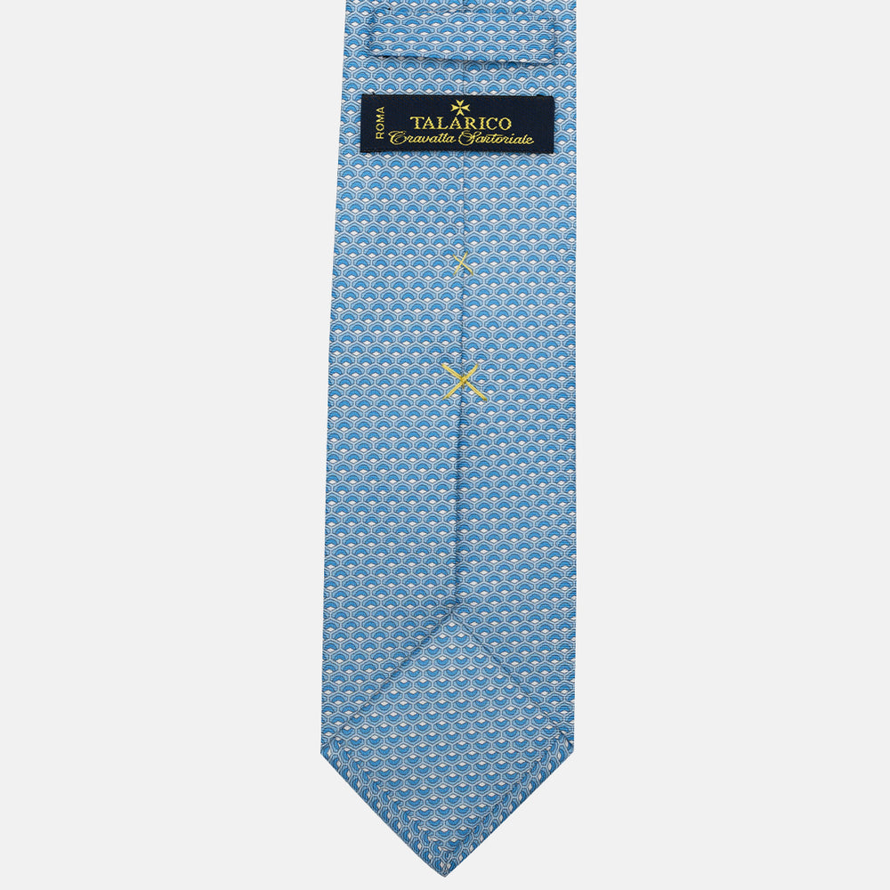 3-Fold Silk Tie, Geometric Pattern, Light Blue - JC059577_1