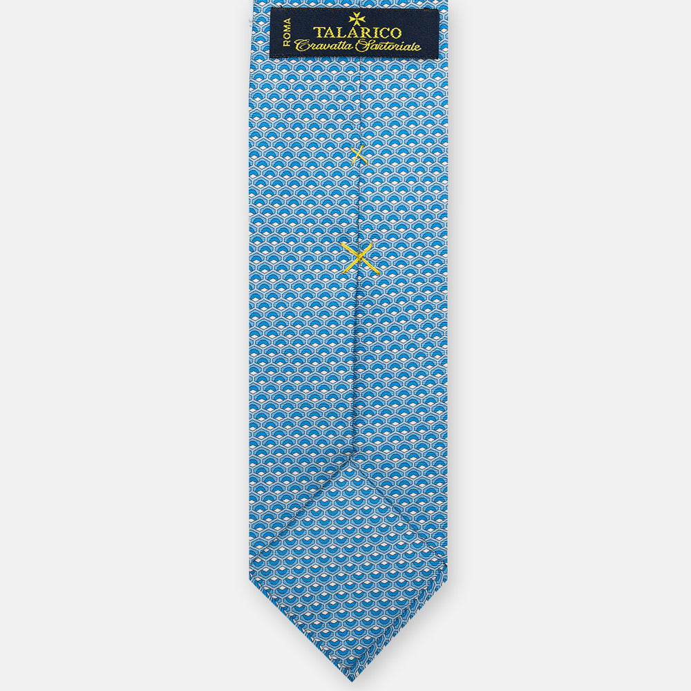 3-Fold Silk Tie, Geometric Pattern, Sky Blue - JC059577_1 T