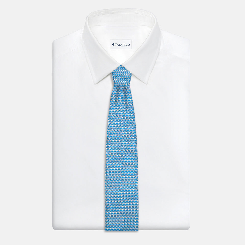 3-Fold Silk Tie, Geometric Pattern, Sky Blue - JC059577_1 T