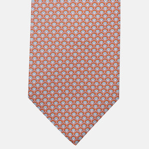 3-Fold Silk Tie, Geometric Pattern, Orange - JC059577_2